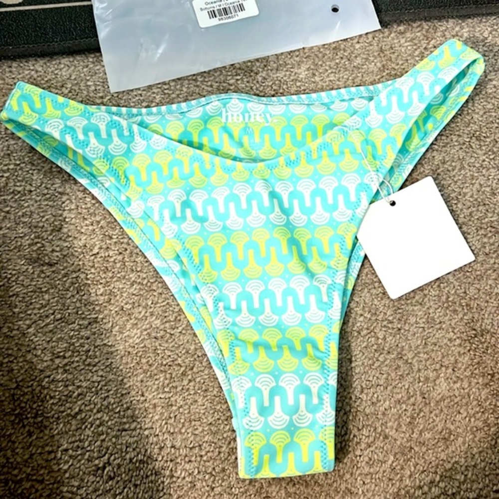 Hey honey, swim bottoms new medium Oceana teal